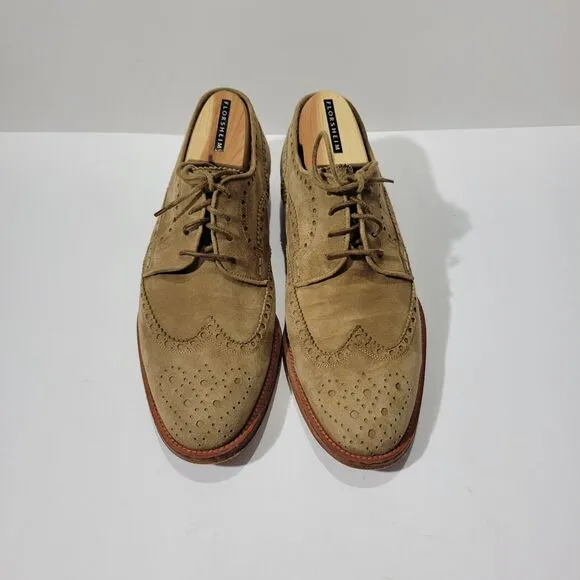 Magnanni Cap Toe Brogue Oxford Mens Brown Suede Dress Shoes Sz 9 M