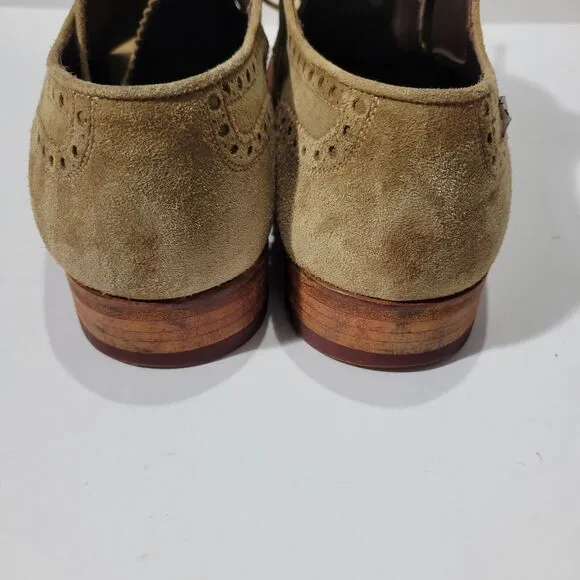 Magnanni Cap Toe Brogue Oxford Mens Brown Suede Dress Shoes Sz 9 M