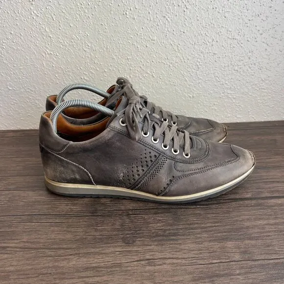 Magnanni Cristian Low‎ Leather Sneakers Shoes Brown Grey Mens Size 8.5