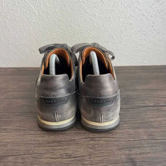 Magnanni Cristian Low‎ Leather Sneakers Shoes Brown Grey Mens Size 8.5
