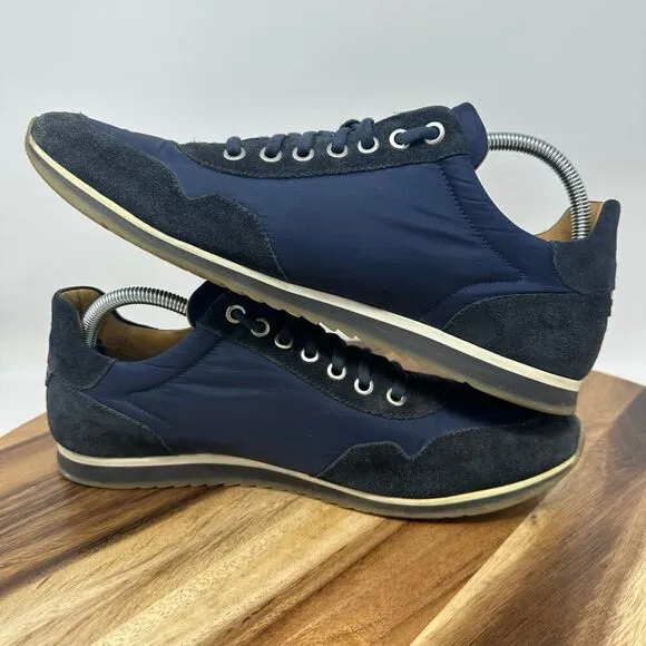 Magnanni “Jorge” Men’s 9.5 Navy Blue Suede Textile Lace Up Low Sneakers Shoes