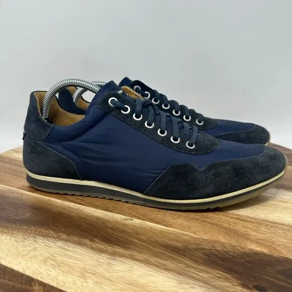 Magnanni “Jorge” Men’s 9.5 Navy Blue Suede Textile Lace Up Low Sneakers Shoes