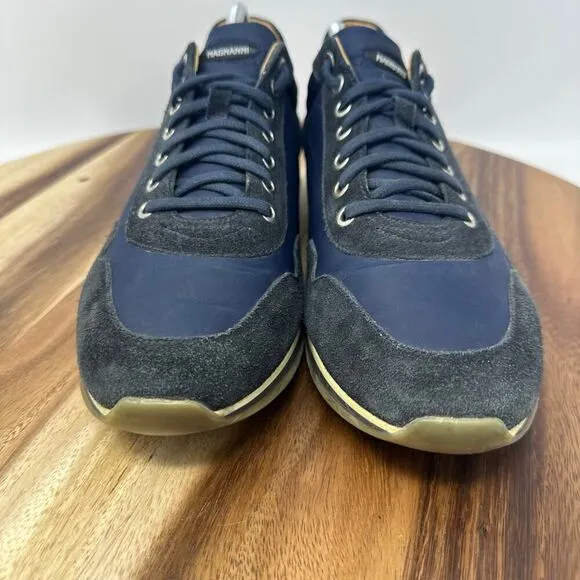 Magnanni “Jorge” Men’s 9.5 Navy Blue Suede Textile Lace Up Low Sneakers Shoes