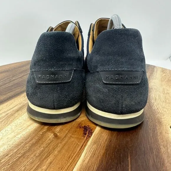 Magnanni “Jorge” Men’s 9.5 Navy Blue Suede Textile Lace Up Low Sneakers Shoes