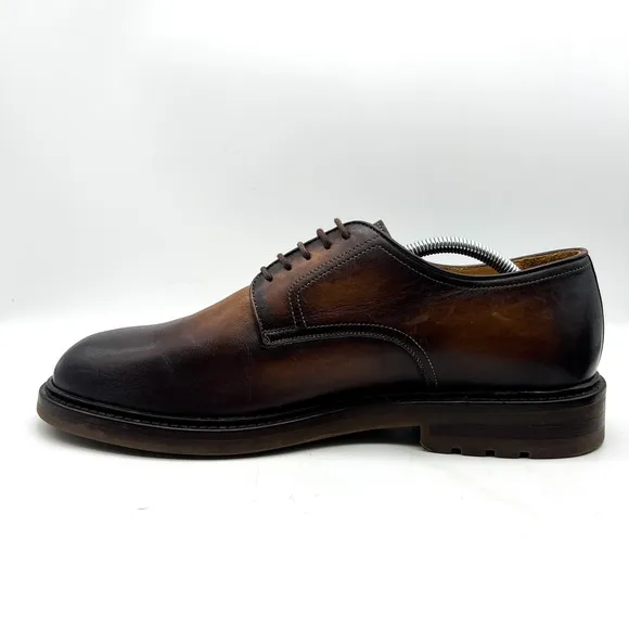 Magnanni NOGAL Leather Lace Up  Shoes Mens 9.5 Brown Made In Spain 24006