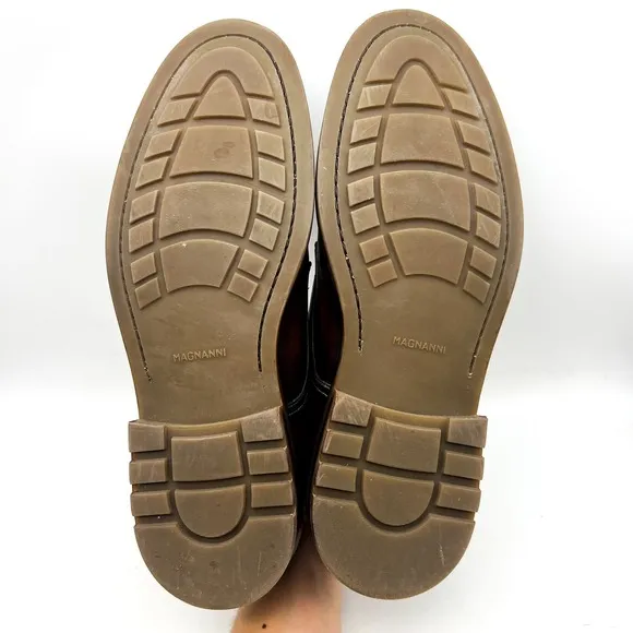 Magnanni NOGAL Leather Lace Up  Shoes Mens 9.5 Brown Made In Spain 24006