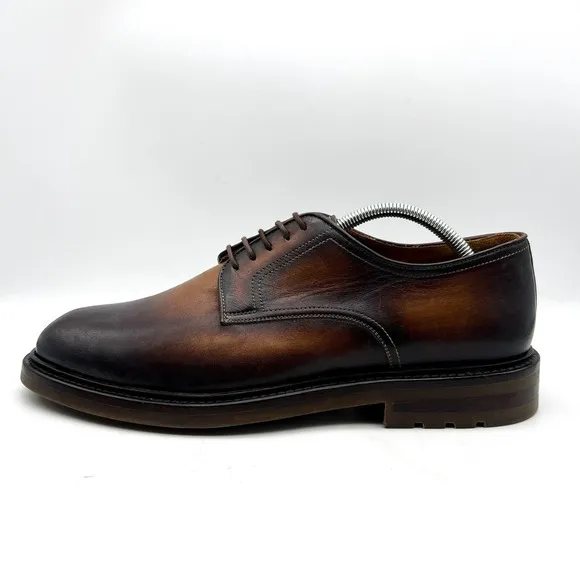 Magnanni NOGAL Leather Lace Up  Shoes Mens 9.5 Brown Made In Spain 24006