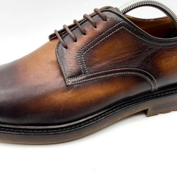 Magnanni NOGAL Leather Lace Up  Shoes Mens 9.5 Brown Made In Spain 24006