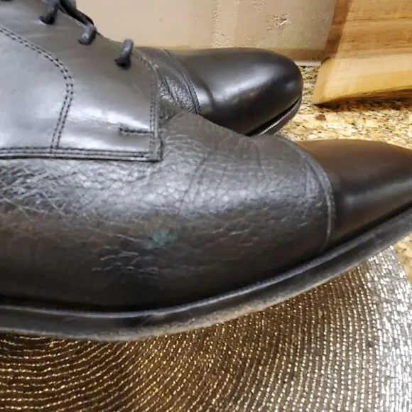 MAGNANNI Black Leather Cap-Toe Shoes - Size 10