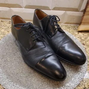 MAGNANNI Black Leather Cap-Toe Shoes - Size 10