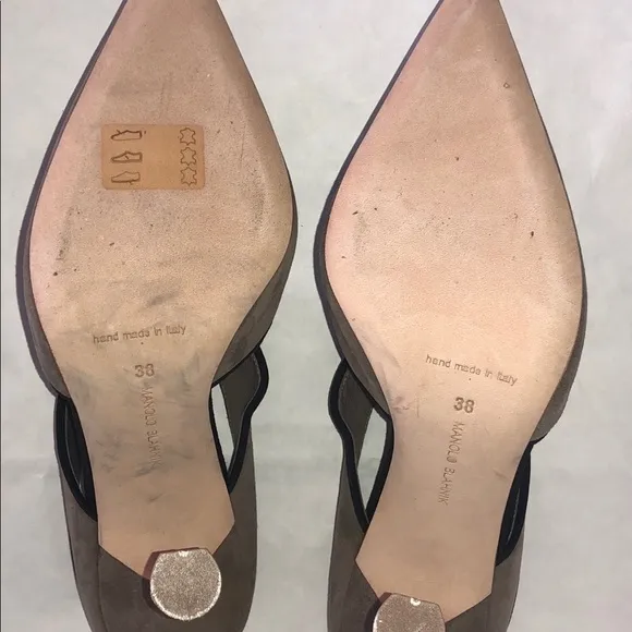 Manila Blahnik Gray Suede Open Back Pump
