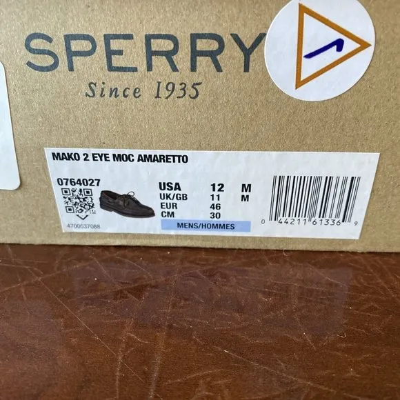 Man's Boat Shoes Sperry Mako 2-Eye Canoe Moc Amaretto Size 11
