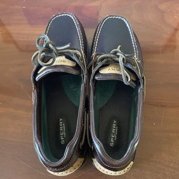 Man's Boat Shoes Sperry Mako 2-Eye Canoe Moc Amaretto Size 11