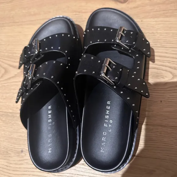 Marc Fisher LTD Women's Agusta Sandal leather lug sole thick straps Sz 7.5 NEW