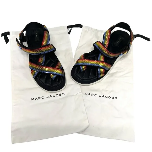 Marc Jacobs Comet Sport Rainbow Sequin Platform Sporty Outdoor Sandals Women 40