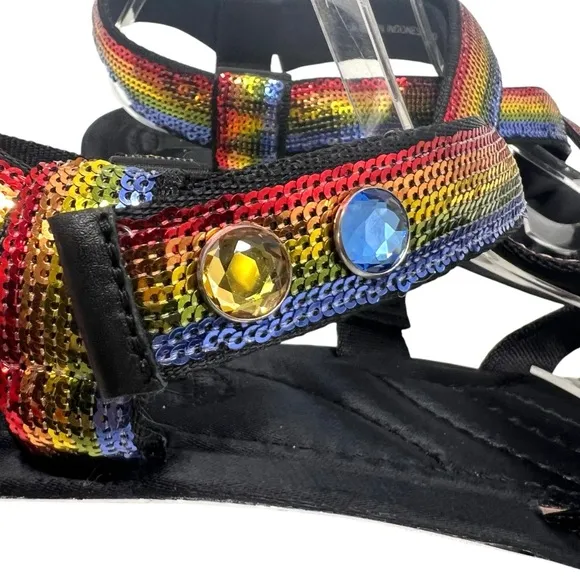Marc Jacobs Comet Sport Rainbow Sequin Platform Sporty Outdoor Sandals Women 40