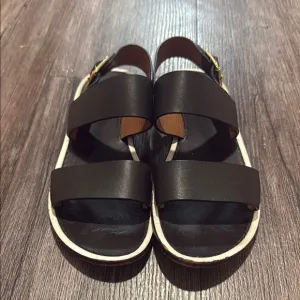 Marni Black Leather Sandals with White Sole