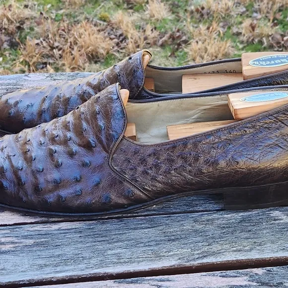 MAURI Brown Genuine Ostrich Loafers Shoes 11