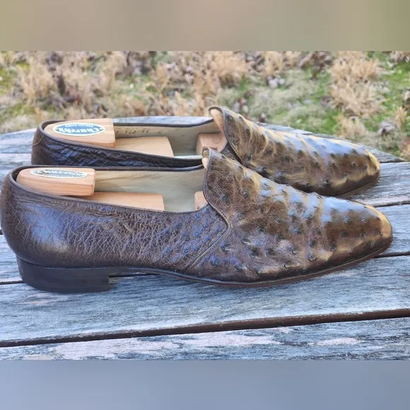 MAURI Brown Genuine Ostrich Loafers Shoes 11