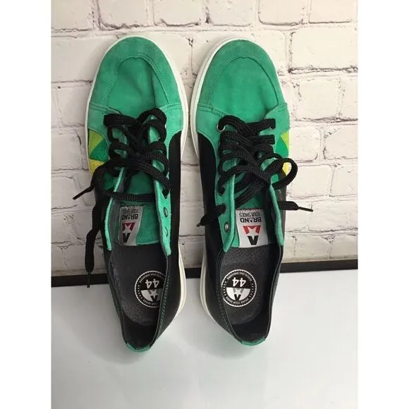 MENS 10 Brand Your Shoes Barcelona Sneakers Green Black Low Top Skate Size 44
