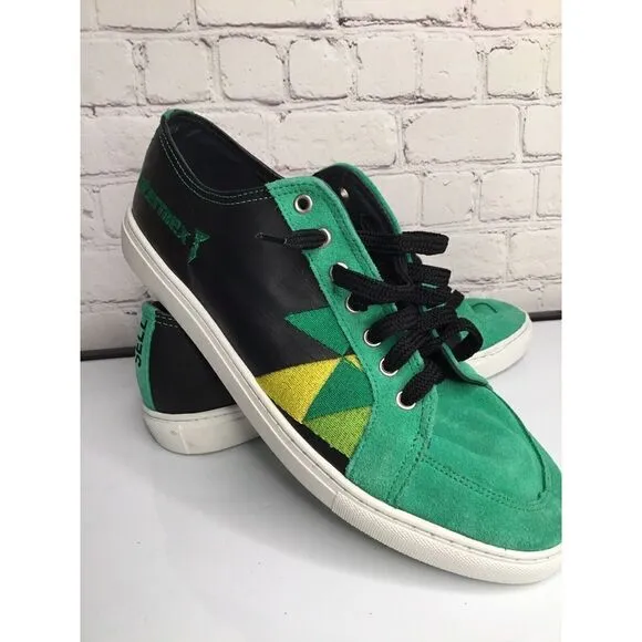 MENS 10 Brand Your Shoes Barcelona Sneakers Green Black Low Top Skate Size 44