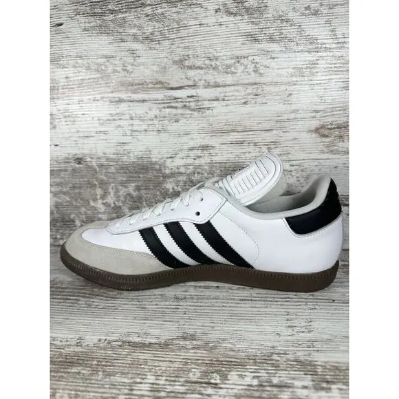 Men's Adidas Samba Classic White Leather Soccer Shoes Sz 9 Athletic EUC!