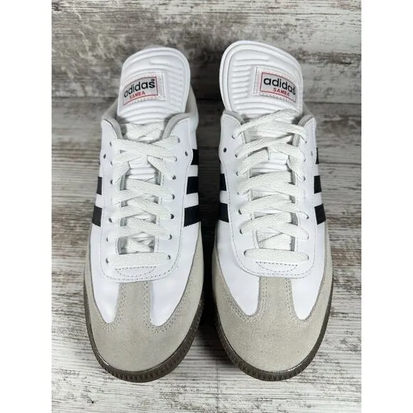 Men's Adidas Samba Classic White Leather Soccer Shoes Sz 9 Athletic EUC!