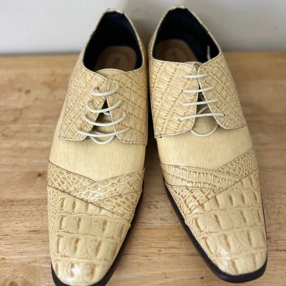 Men’s Bolano Bandit Tan Oxford Shoes faux alligator and Gloss Finish size 15
