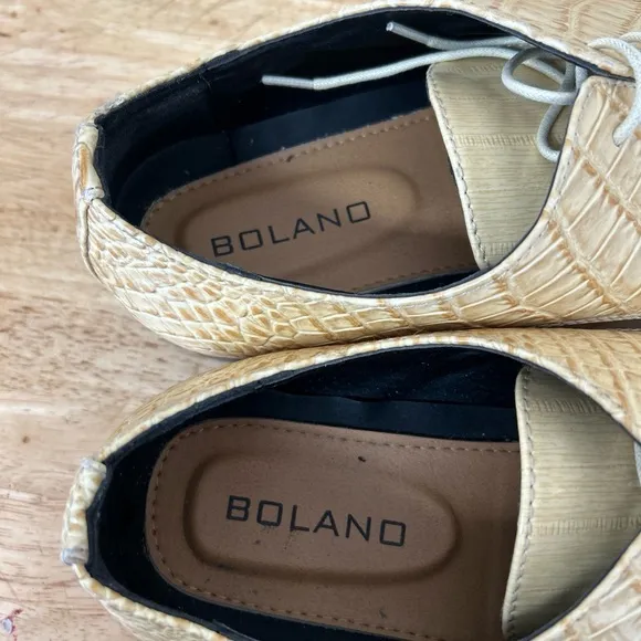 Men’s Bolano Bandit Tan Oxford Shoes faux alligator and Gloss Finish size 15