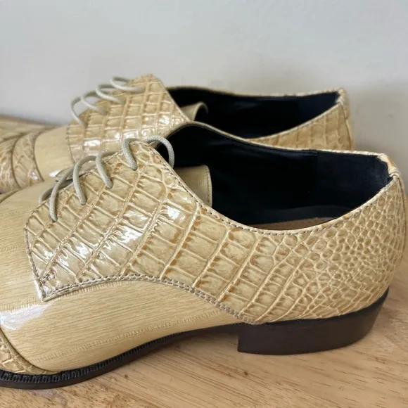 Men’s Bolano Bandit Tan Oxford Shoes faux alligator and Gloss Finish size 15