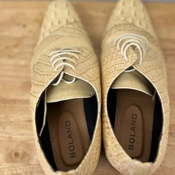 Men’s Bolano Bandit Tan Oxford Shoes faux alligator and Gloss Finish size 15