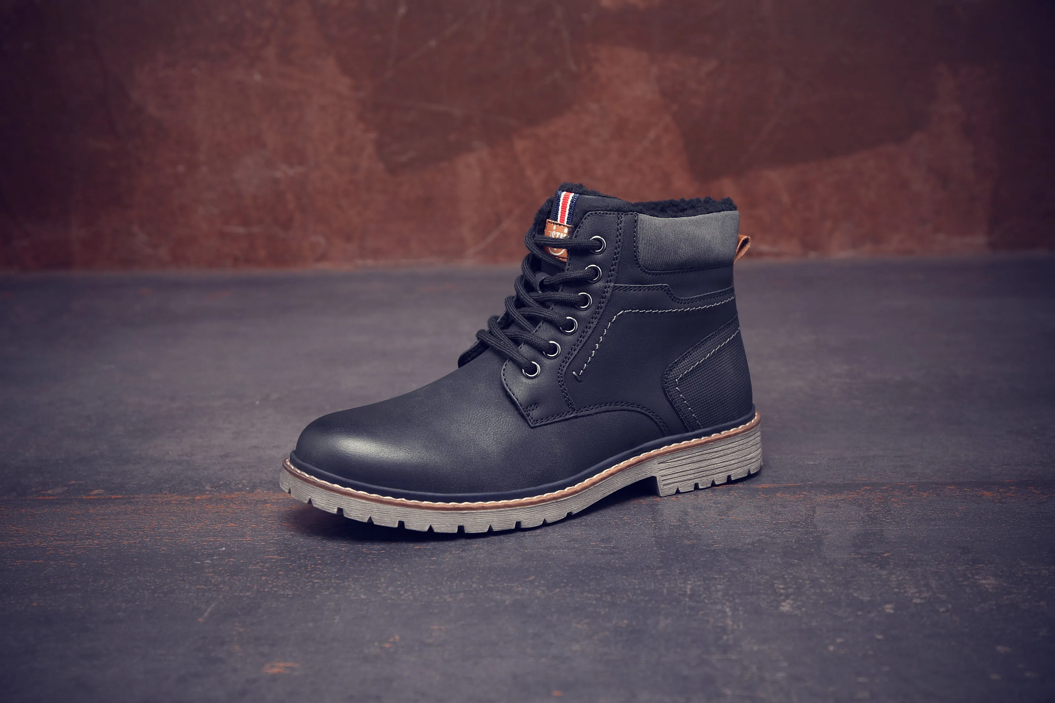 Men's Boots Winter Fur Interior Style (2185) Black