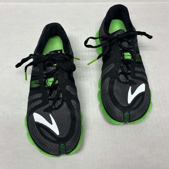 Men’s brooks pro flow 2 black &amp; neon green running sneakers sz 9