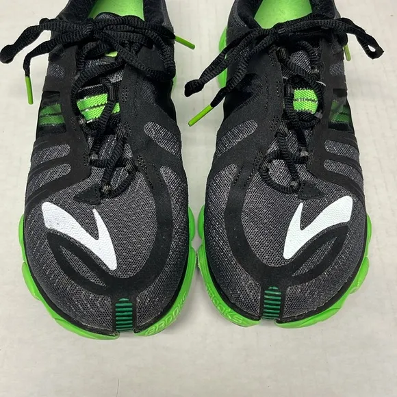 Men’s brooks pro flow 2 black &amp; neon green running sneakers sz 9