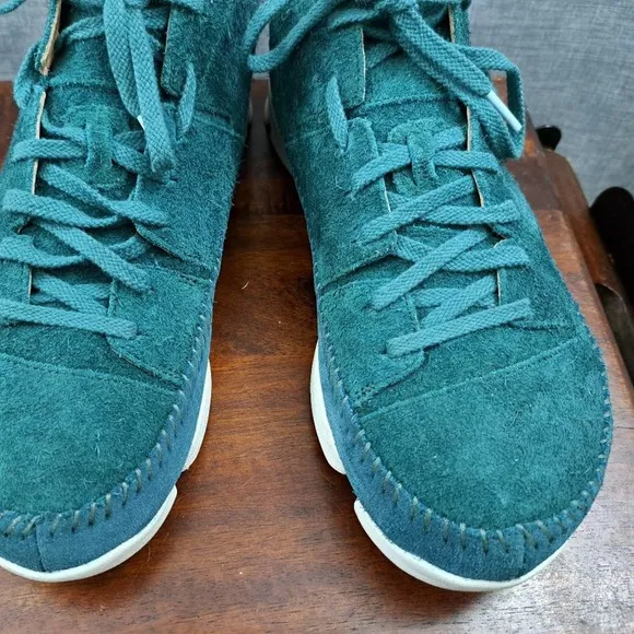 Mens Clarks Originals Trigenic Shoes Ankle Boots 11 M Green Nubuck Suede 13285