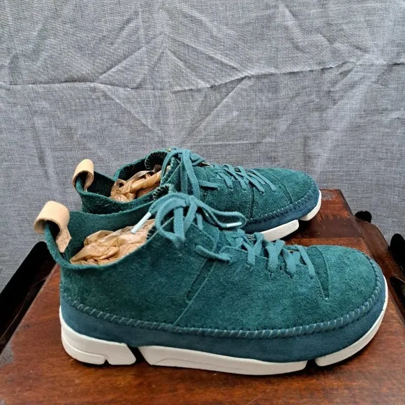 Mens Clarks Originals Trigenic Shoes Ankle Boots 11 M Green Nubuck Suede 13285
