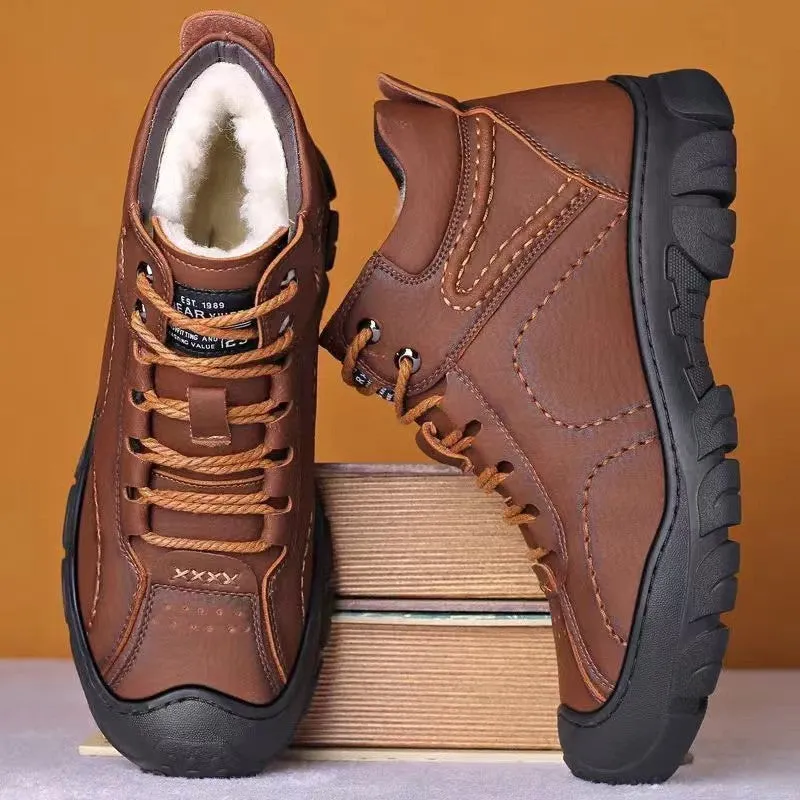 Men's cotton shoes men's winter new style snow boots with fleece insulation casual sports shoes men's outdoor hiking shoes