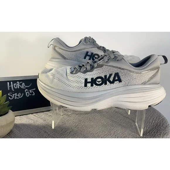 Men's Hoka Bondi 8 Gray Athletic Sneaker Size *8.4E/8.5E