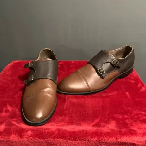 Men's Joseph Abboud Brown Leather Monk Strap Shoes Size 13