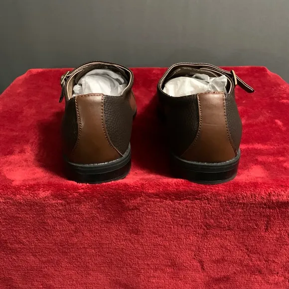 Men's Joseph Abboud Brown Leather Monk Strap Shoes Size 13