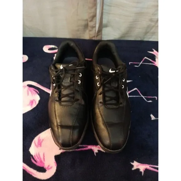 Men's Nike Durasport III Black Leather Lace Up Golf Sneakers Shoes Size 9.5