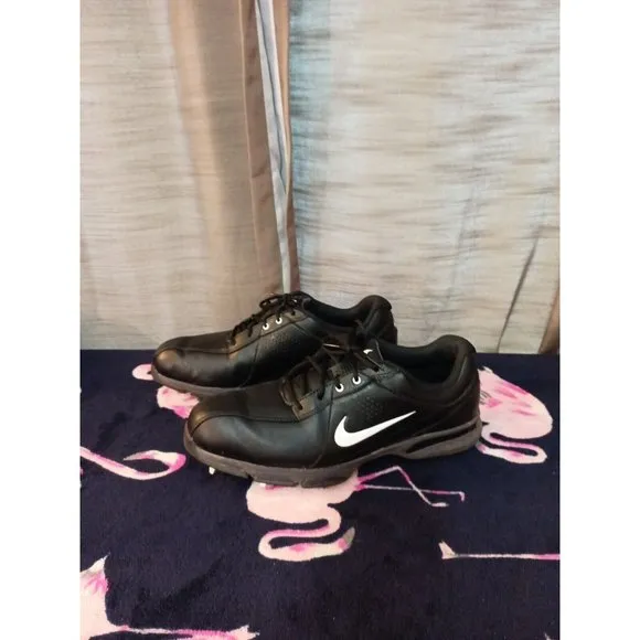 Men's Nike Durasport III Black Leather Lace Up Golf Sneakers Shoes Size 9.5