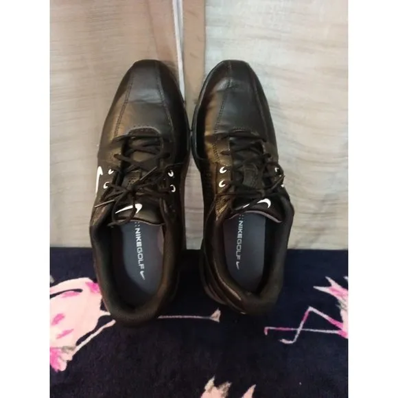 Men's Nike Durasport III Black Leather Lace Up Golf Sneakers Shoes Size 9.5