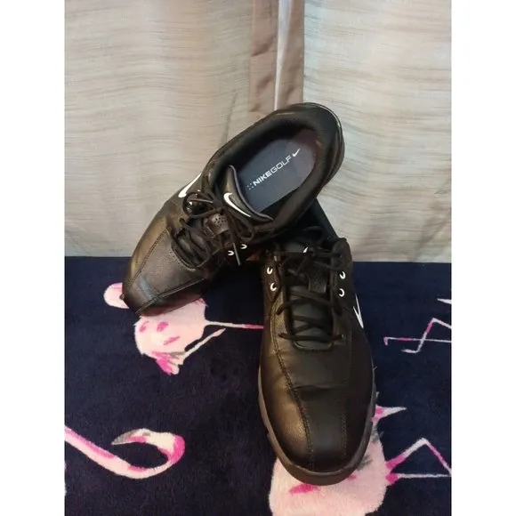 Men's Nike Durasport III Black Leather Lace Up Golf Sneakers Shoes Size 9.5