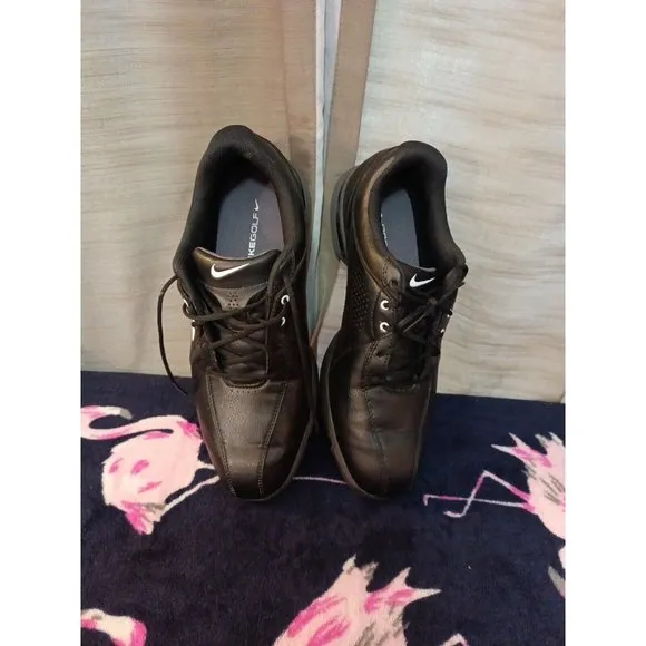 Men's Nike Durasport III Black Leather Lace Up Golf Sneakers Shoes Size 9.5