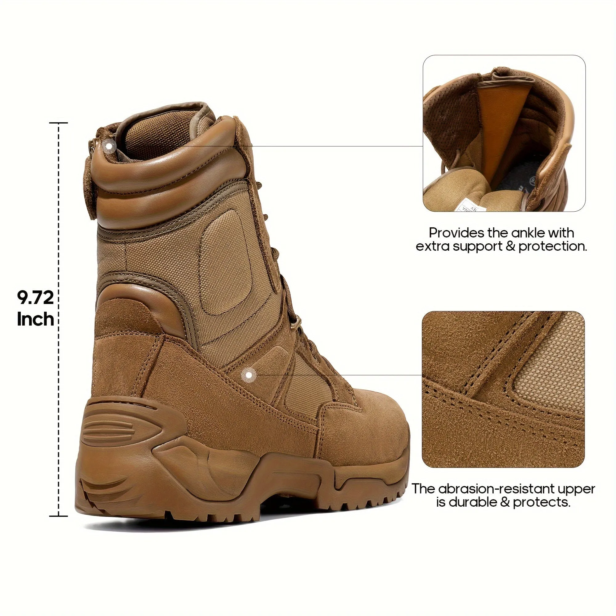 Men's Rugged Military & Tactical Boots - Water-Resistant Ankle-High Hiking Boots