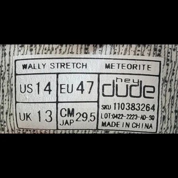 Men's Size 14 Hey Dude Walley Stretch Meteorite Loafers.