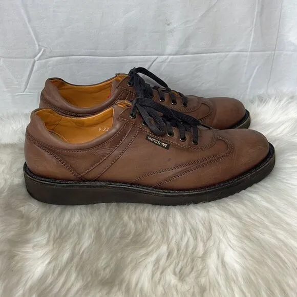 Mephisto Cognac Leather Goodyear Welt Lace Up Shoes Sz 11