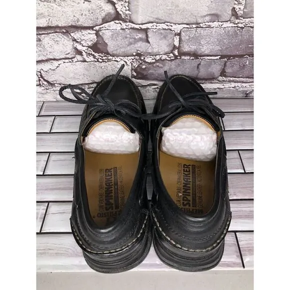 Mephisto Spinnaker Black Leather Air-Relax Lace Boat Shoes Men Sz 11.5M US/45EU