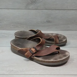 Mephisto Women Brown Leather Loop Toe Sandals Platform Sz 41/11